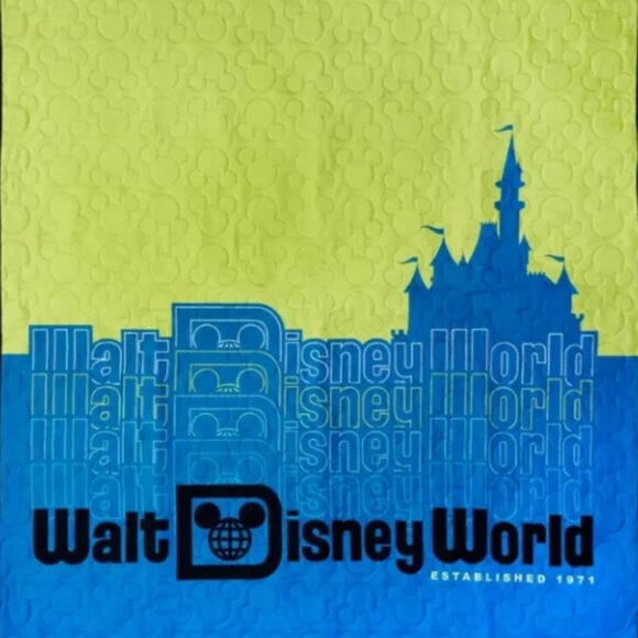 SALE Disney Throw Walt Disney World Graphic Green Blue Quilted 50x60 - NWT - Picture 2 of 6